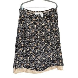 Liz Claiborne Lizwear midi rayon Skirt Size 14 floral friends rachel‎ green y2k